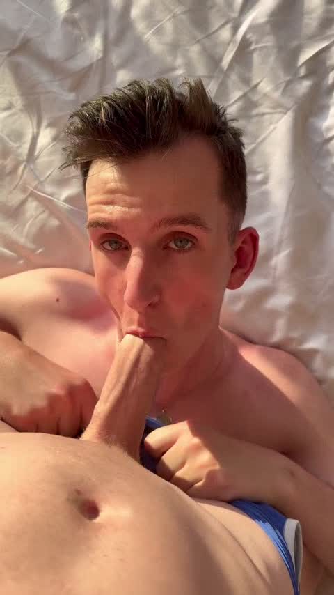 He offers his cock as breakfast
