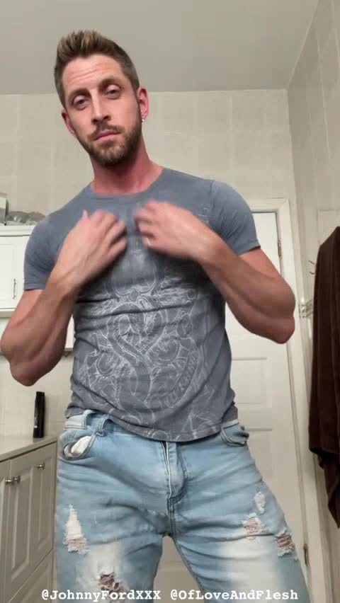 Stroking his massive cock