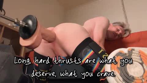 Playing with his new fuck machine