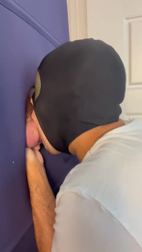 Sucking Cock Down to His Throat at Gloryhole