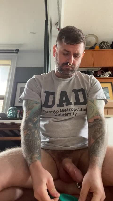 Horny Dad Jacksoff in their Living Room